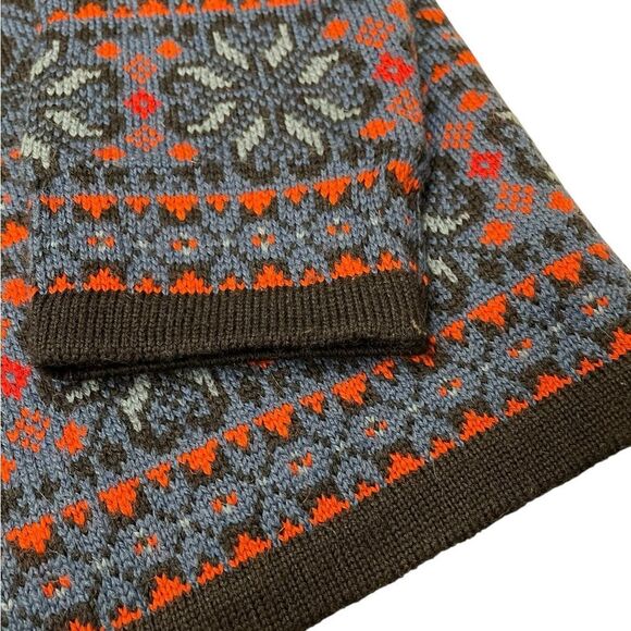 CHRISTIANIA SWEATERS Blue Orange Nordic Pattern Sweater Size Large - Picture 2 of 8